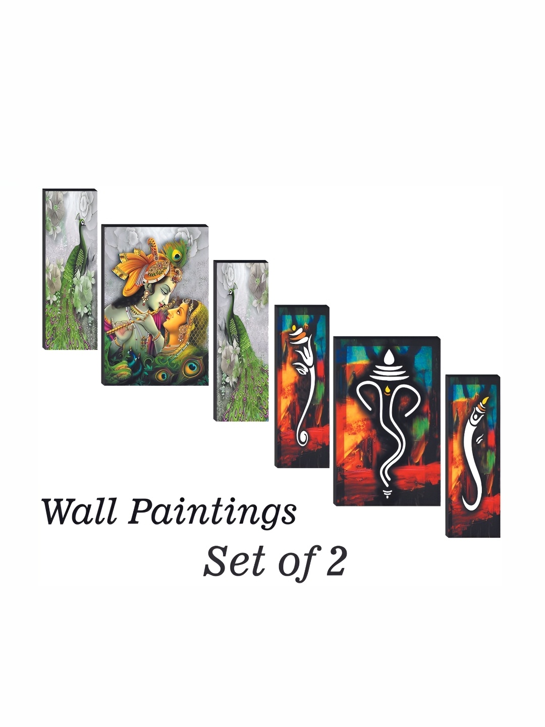 

WALLMAX Grey & Orange-Colored 6 Pcs UV Textured MDF Framed Painting Wall Art