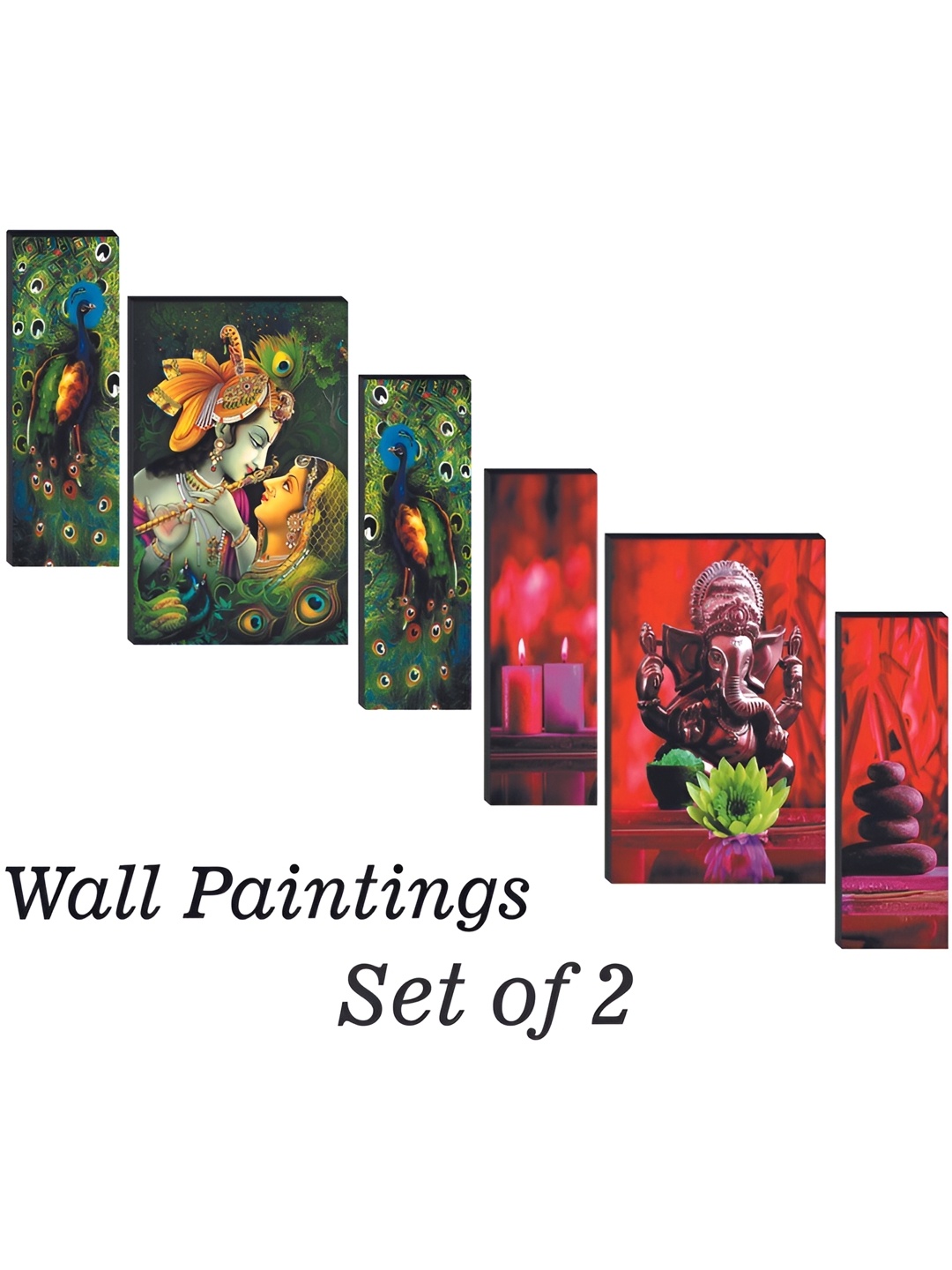 

WALLMAX Green & Red 6 Pieces UV Textured MDF Framed Wall Art