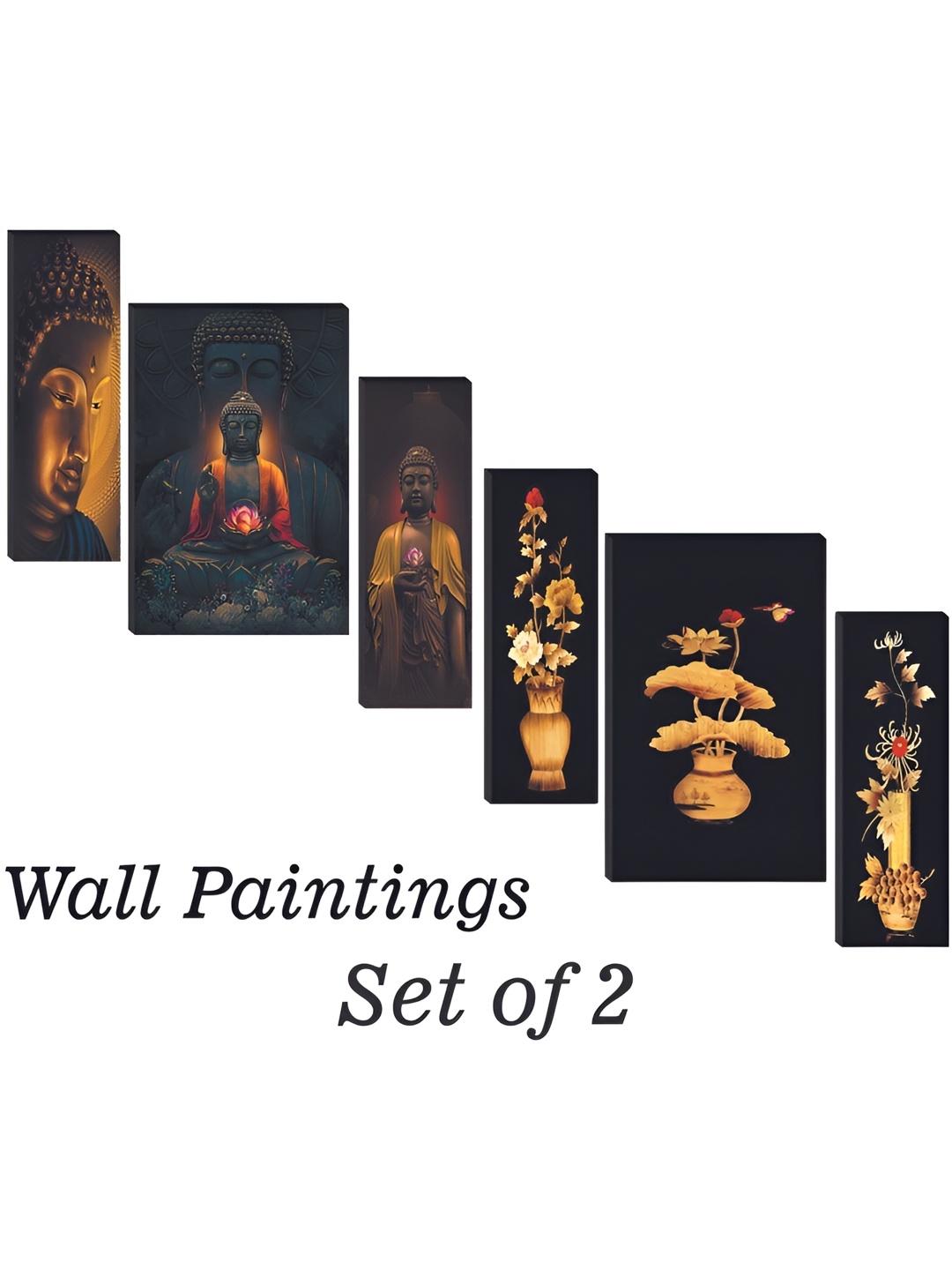

WALLMAX Black & Beige 6 Pieces Wooden Paintings Wall Arts