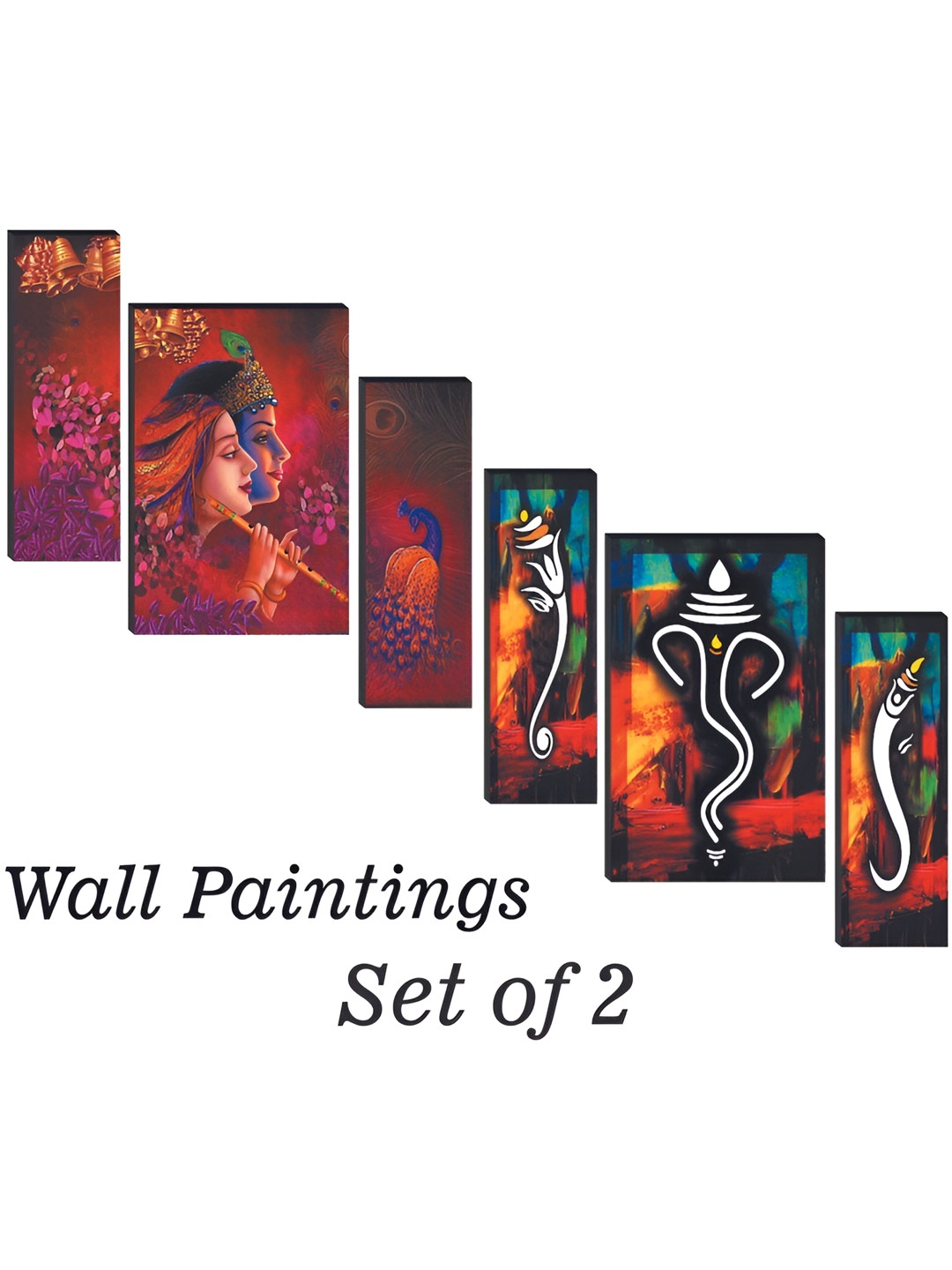 

WALLMAX Red & Green 6 Pieces UV Textured MDF Framed Wall Art