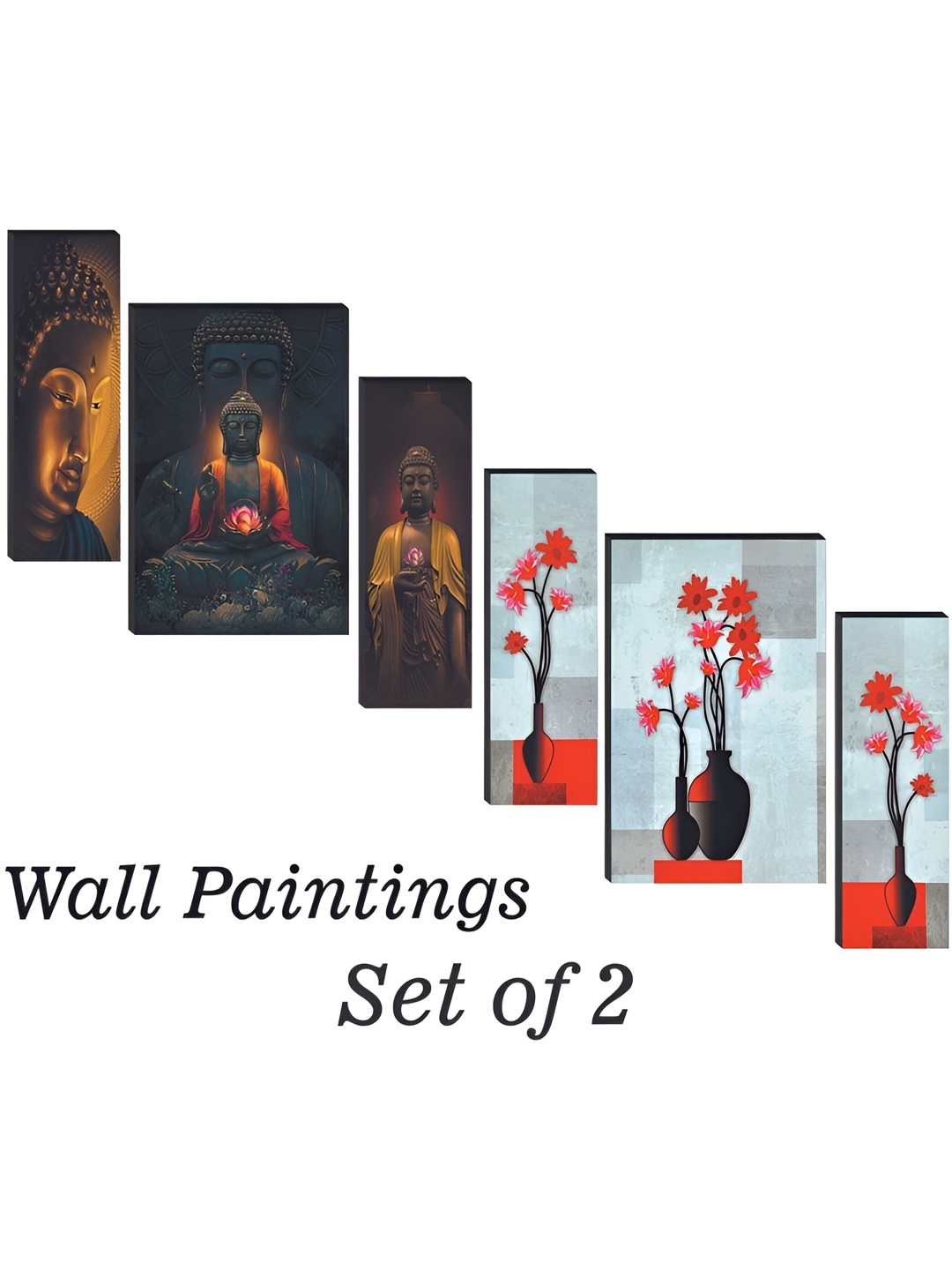 

WALLMAX Brown & Red 6 Pieces Wooden Paintings Wall Arts