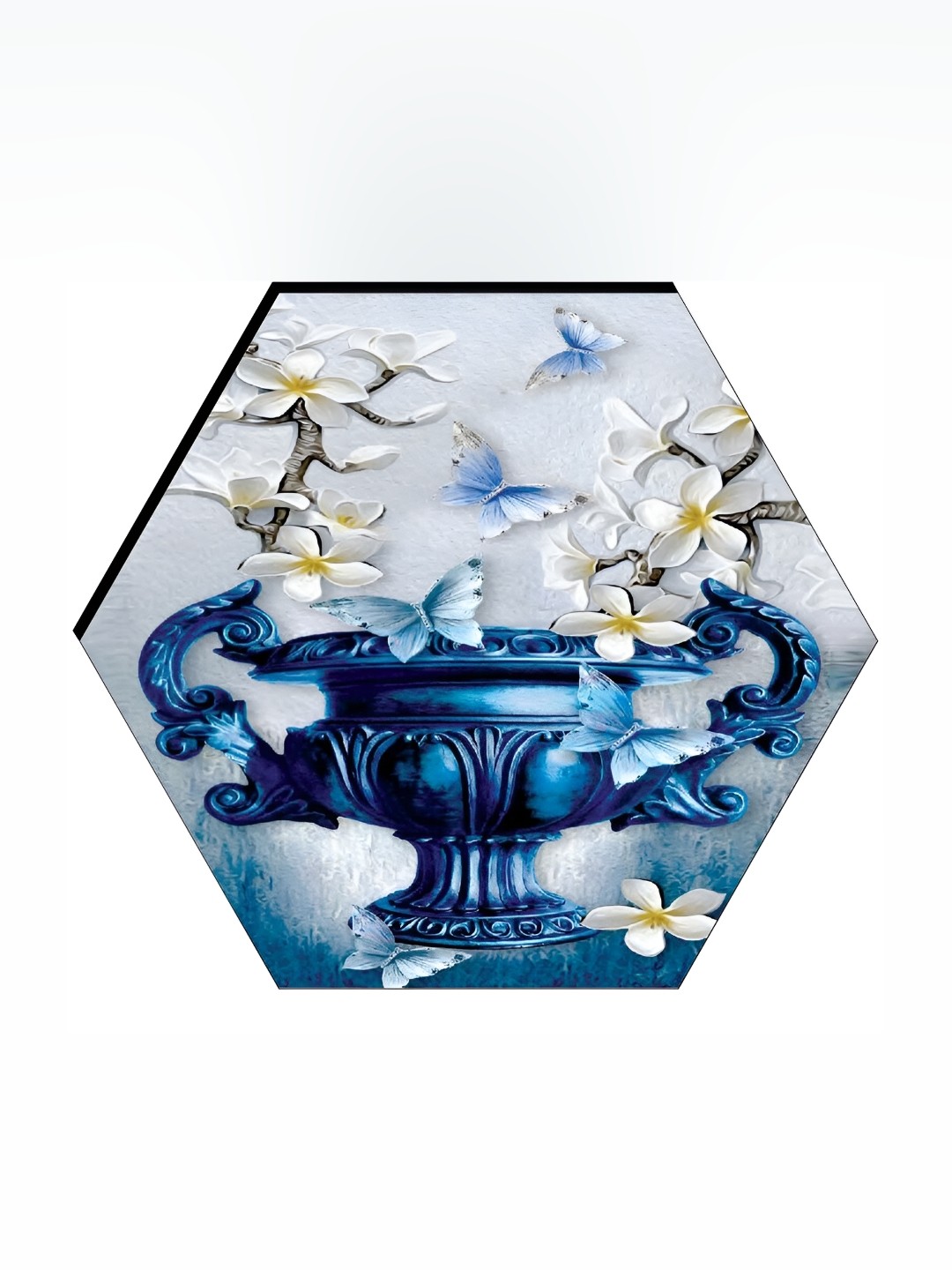 

WALLMAX Blue & White 3 Pieces Floral and Botanical Wall Arts