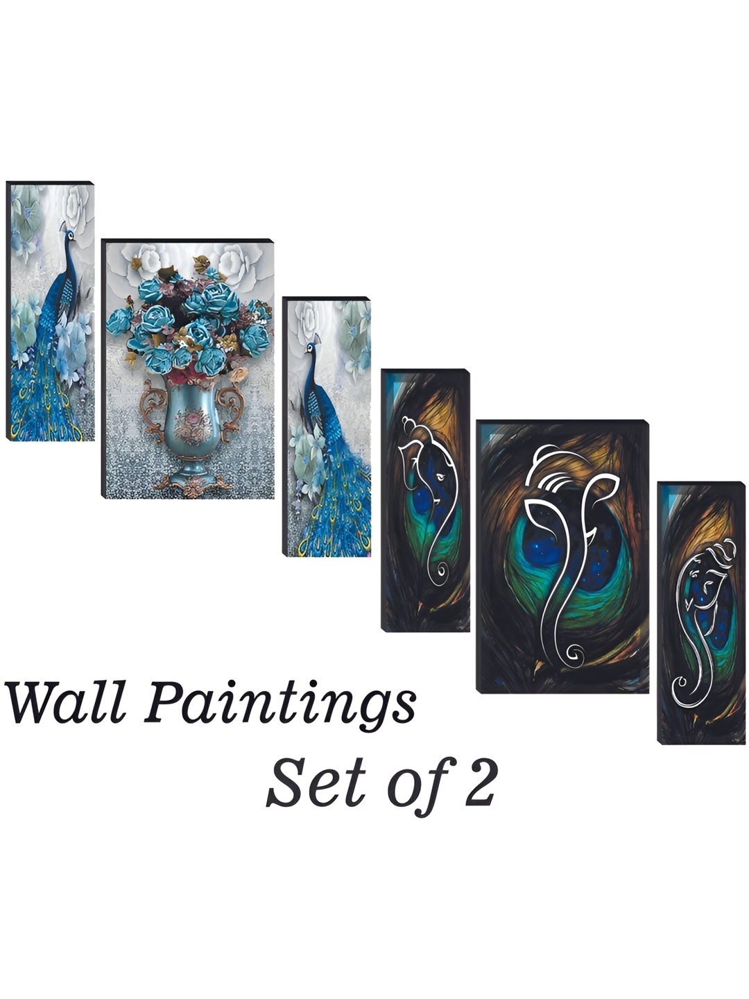 WALLMAX Grey & Blue 6 Pieces Religious Wall Arts