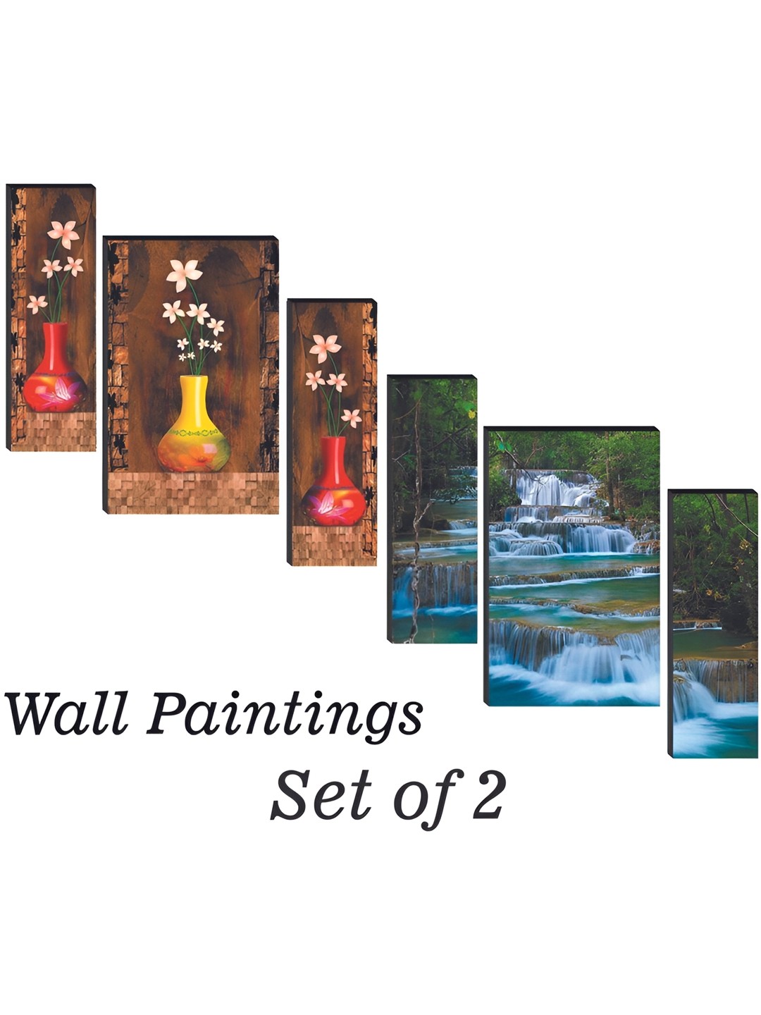 

WALLMAX Brown & Blue 6 Pieces Floral And Botanical Wall Arts