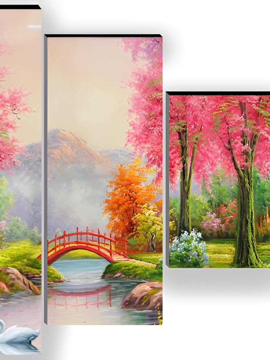 

WALLMAX Pink & Green 5 Pieces Wooden Paintings Wall Arts