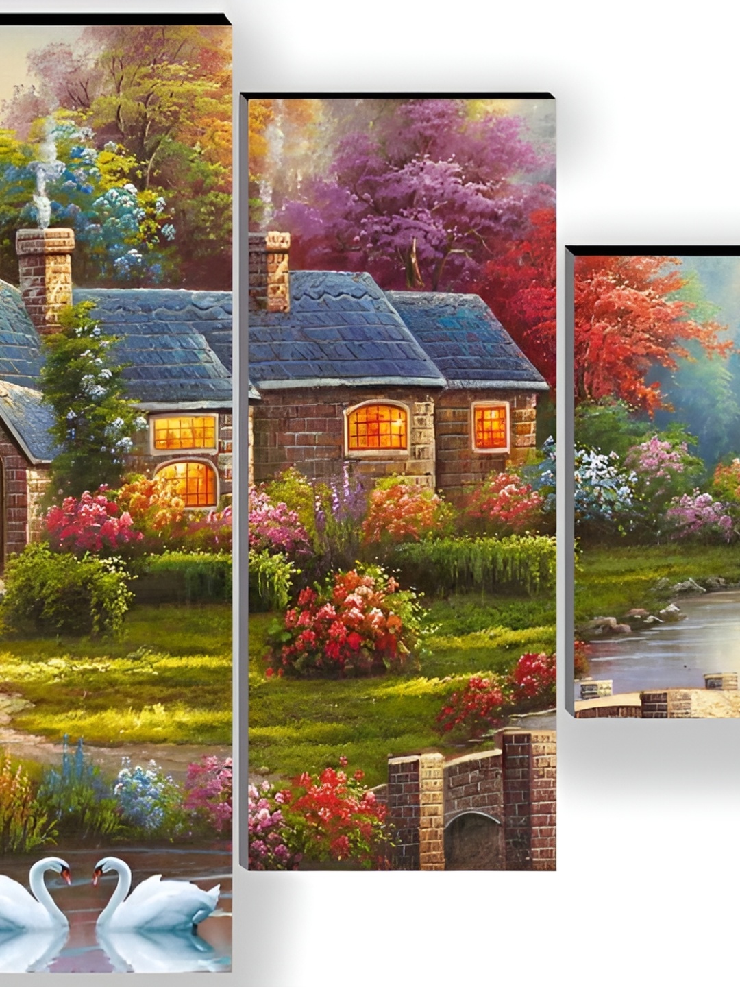 

WALLMAX Blue & Green 5 Pieces Wooden Paintings Wall Arts