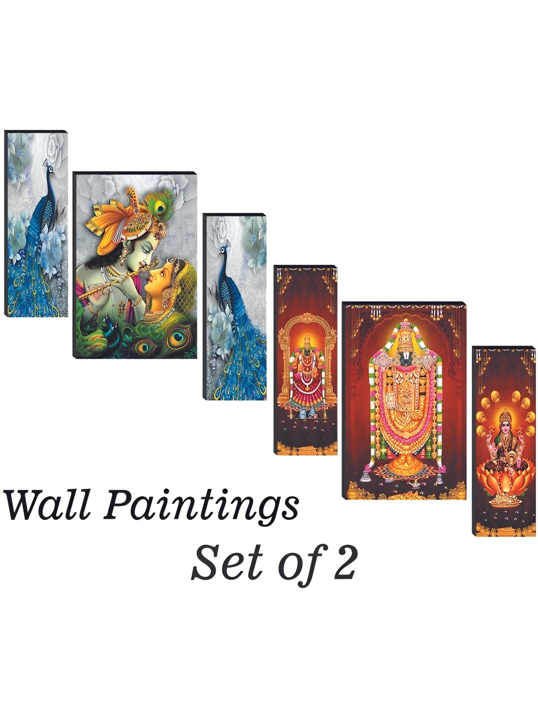 

WALLMAX 6 Pieces Red & Blue Wooden Paintings Wall Arts