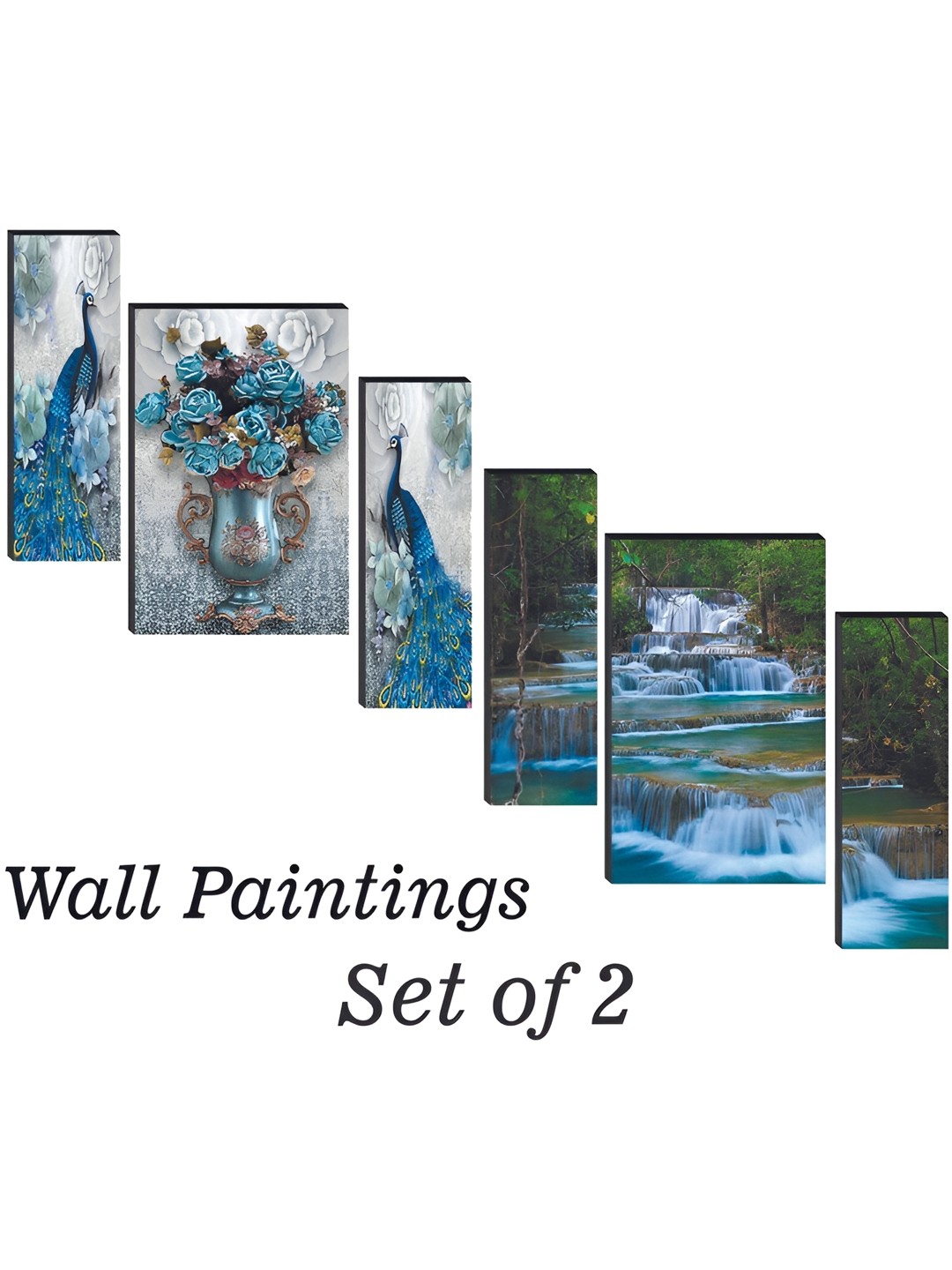 

WALLMAX Blue & White 6 Pieces MDF Wall Art