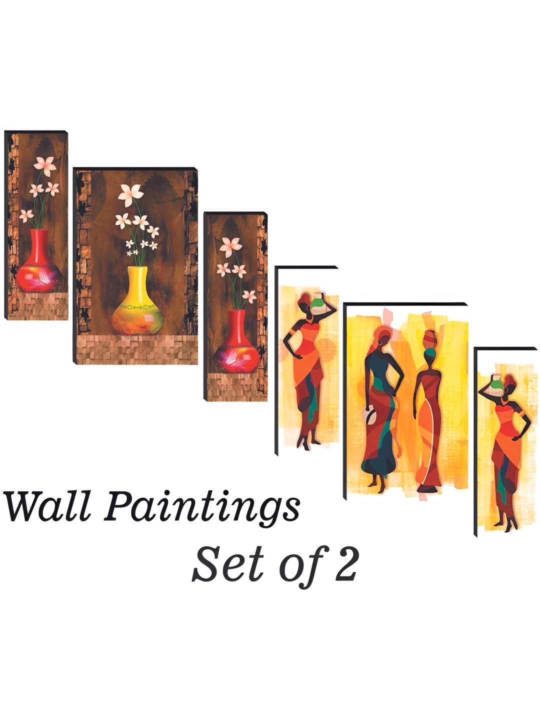 

WALLMAX Yellow & Red 6 Pieces MDF Abstract Wall Art