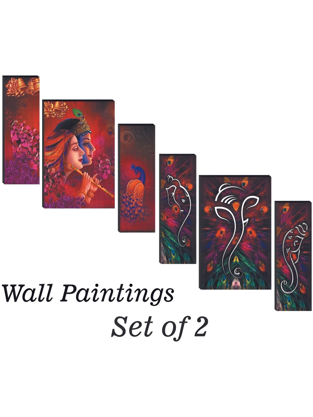 WALLMAX Red & Brown 6 Piece Religious Wall Arts
