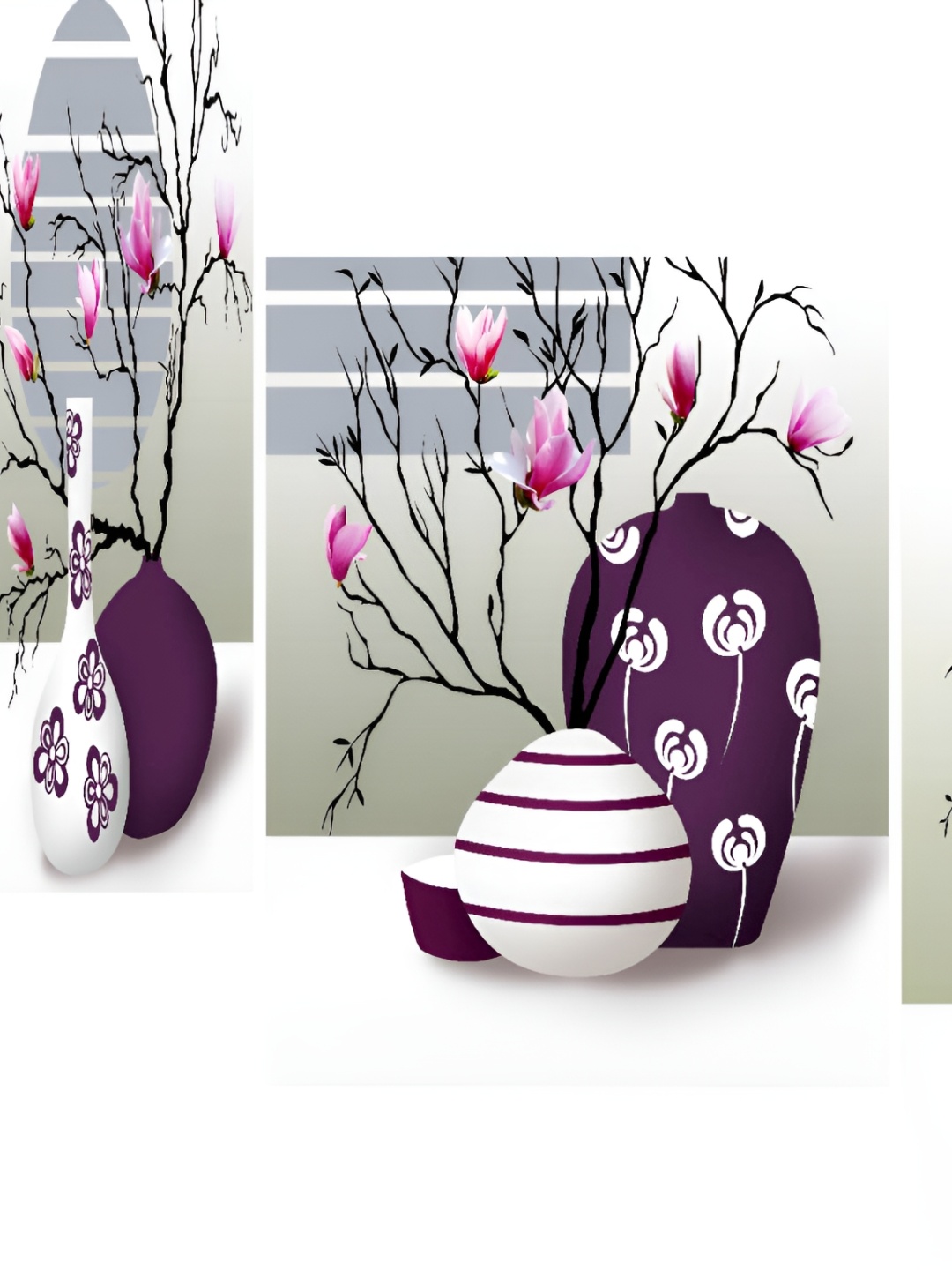 

WALLMAX Grey & Purple 3 Pieces Abstract Wall Arts