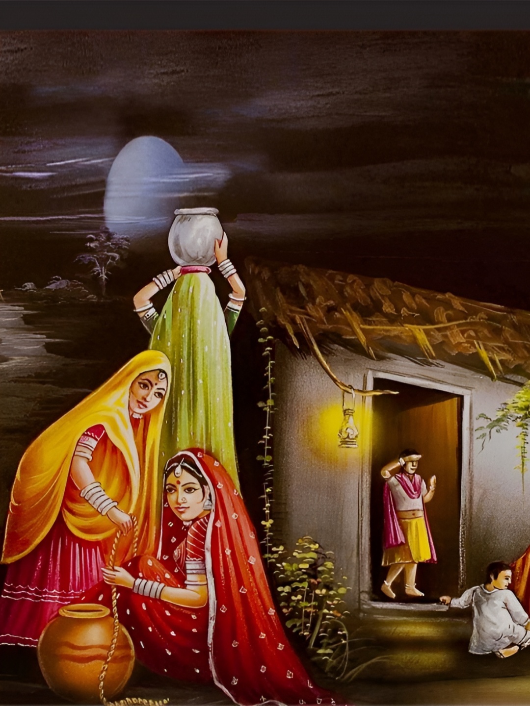 WALLMAX Yellow & Red Rajasthani Wall Art
