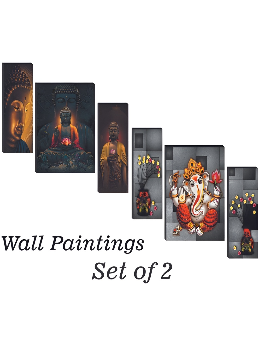 

WALLMAX Grey & Black 6 Pieces Wooden Paintings Wall Arts