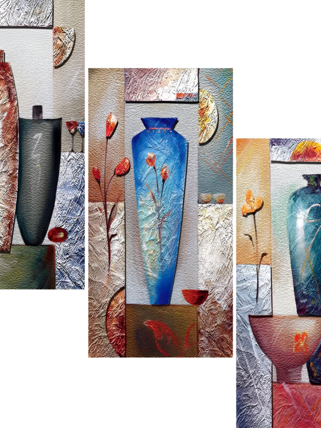 

WALLMAX Blue & Grey 3 Pieces Abstract Wall Arts