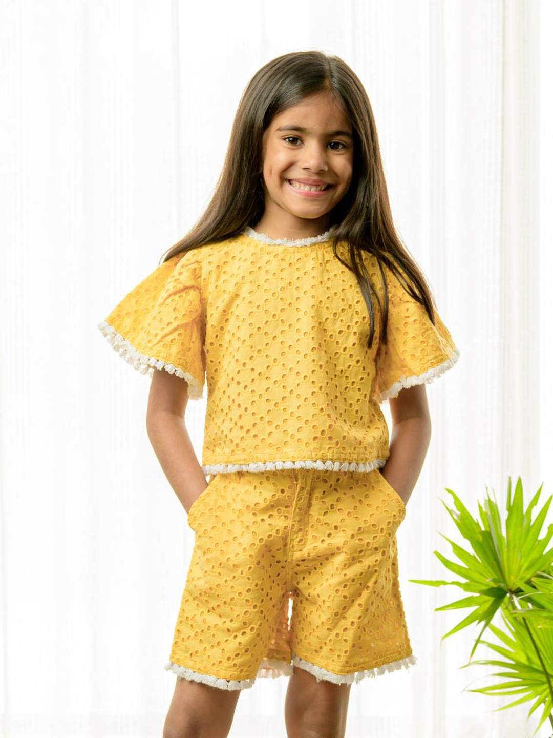 

Fairies Forever Girls Schifili Pure Cotton Top with Shorts, Yellow