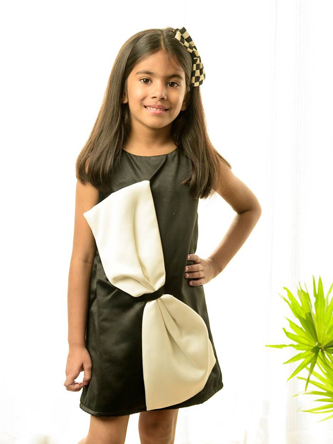 

Fairies Forever Girls Bow-Detailed Satin A-line Dress, Olive