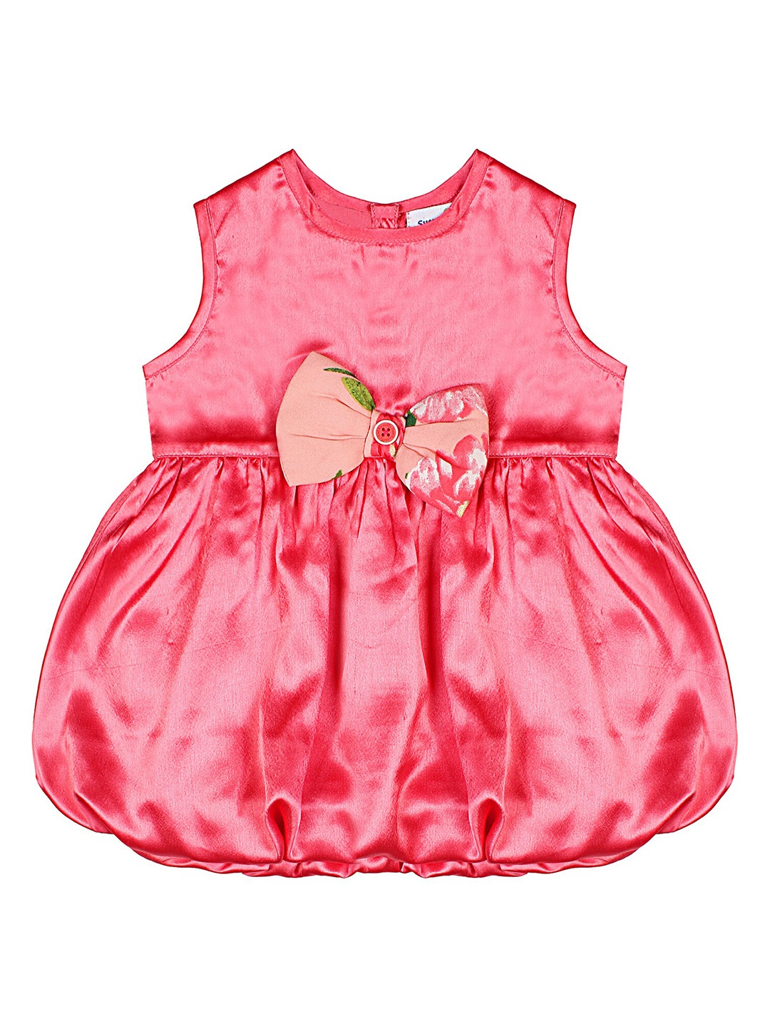 

BAESD Girls Bow Embellished Round Neck Balloon Dress, Peach