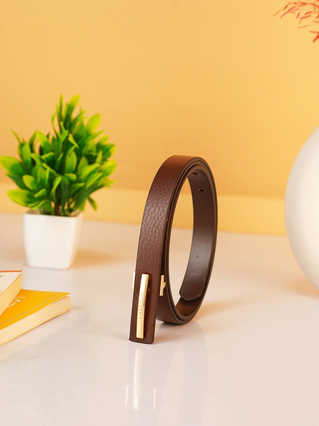 

Carlton London Women Textured Leather Belt, Brown