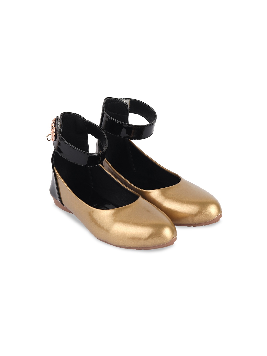 

BAESD Girls Colourblocked Bow Detailed Round Toe Ballerinas, Gold