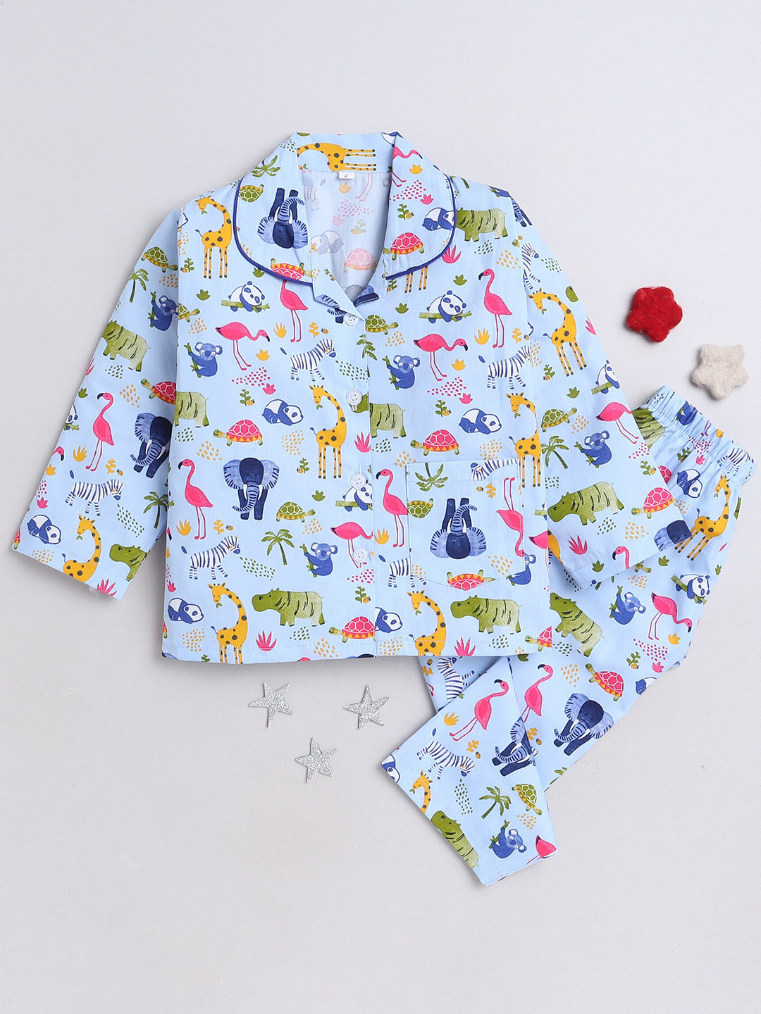 

The Magic Wand Kids Printed Pure Cotton Night suit, Blue