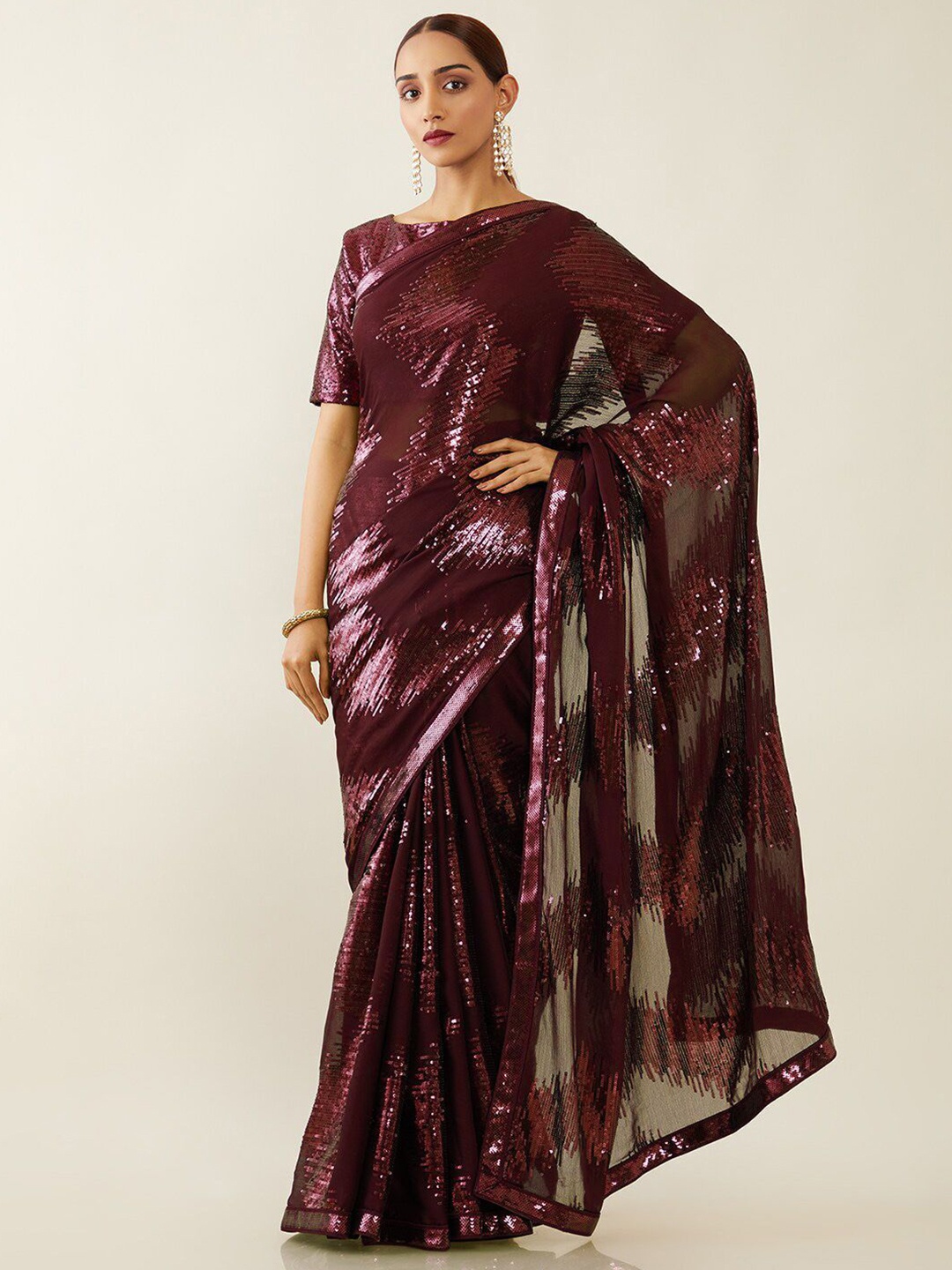 

Ekasya Embellished Party Wear Saree, Maroon