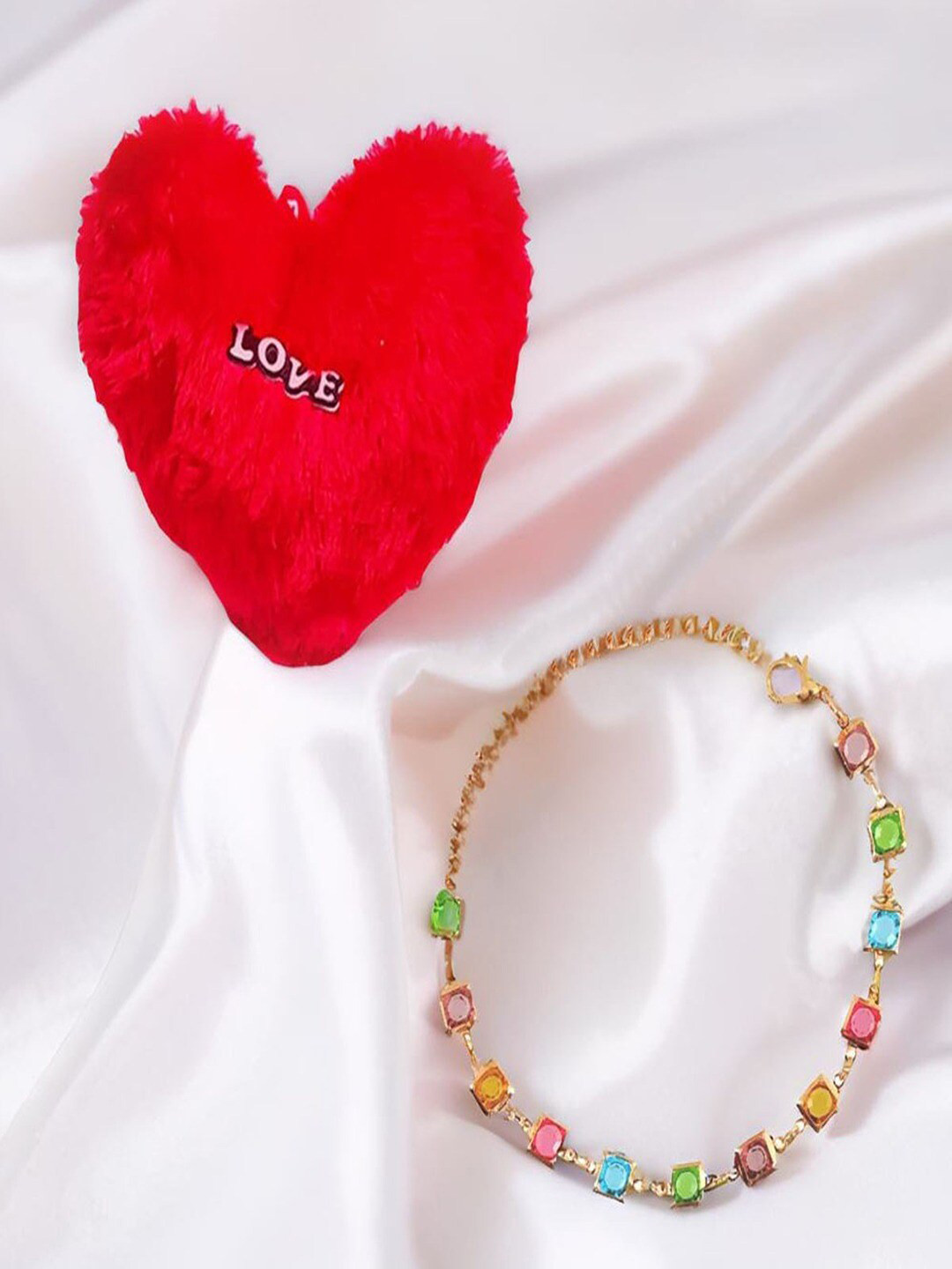 

UNIVERSITY TRENDZ Set Of 2 Gold-Plated Link Bracelet, Red