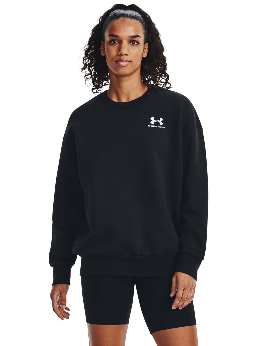

UNDER ARMOUR Essential Fleece Oversized Crew Neck Sweatshirt, Black