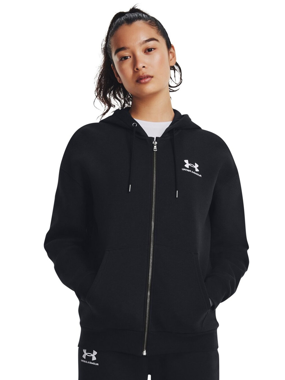 

UNDER ARMOUR Essential Fleece Full-Zip Hooded Sweatshirt, Black