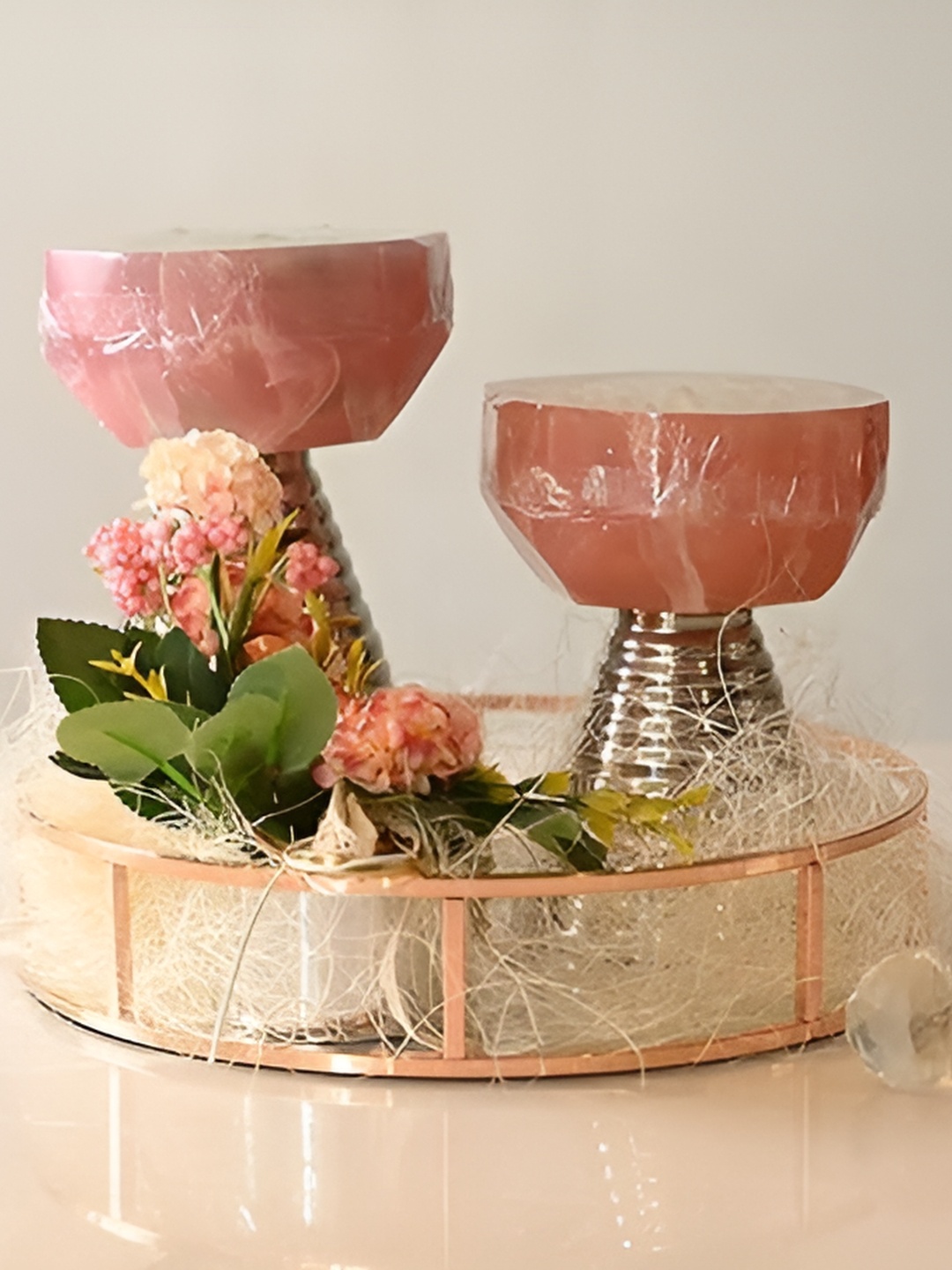 

Samara Home Gold Toned & Transparent Round Glass Tray