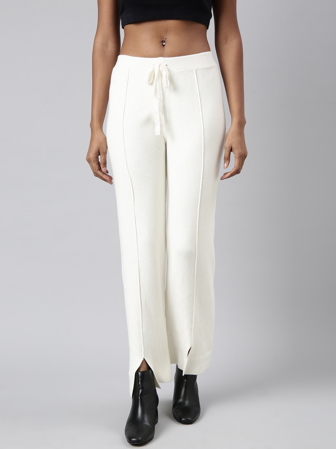 

SHOWOFF Women Comfort Straight Fit Parallel Trousers, Cream