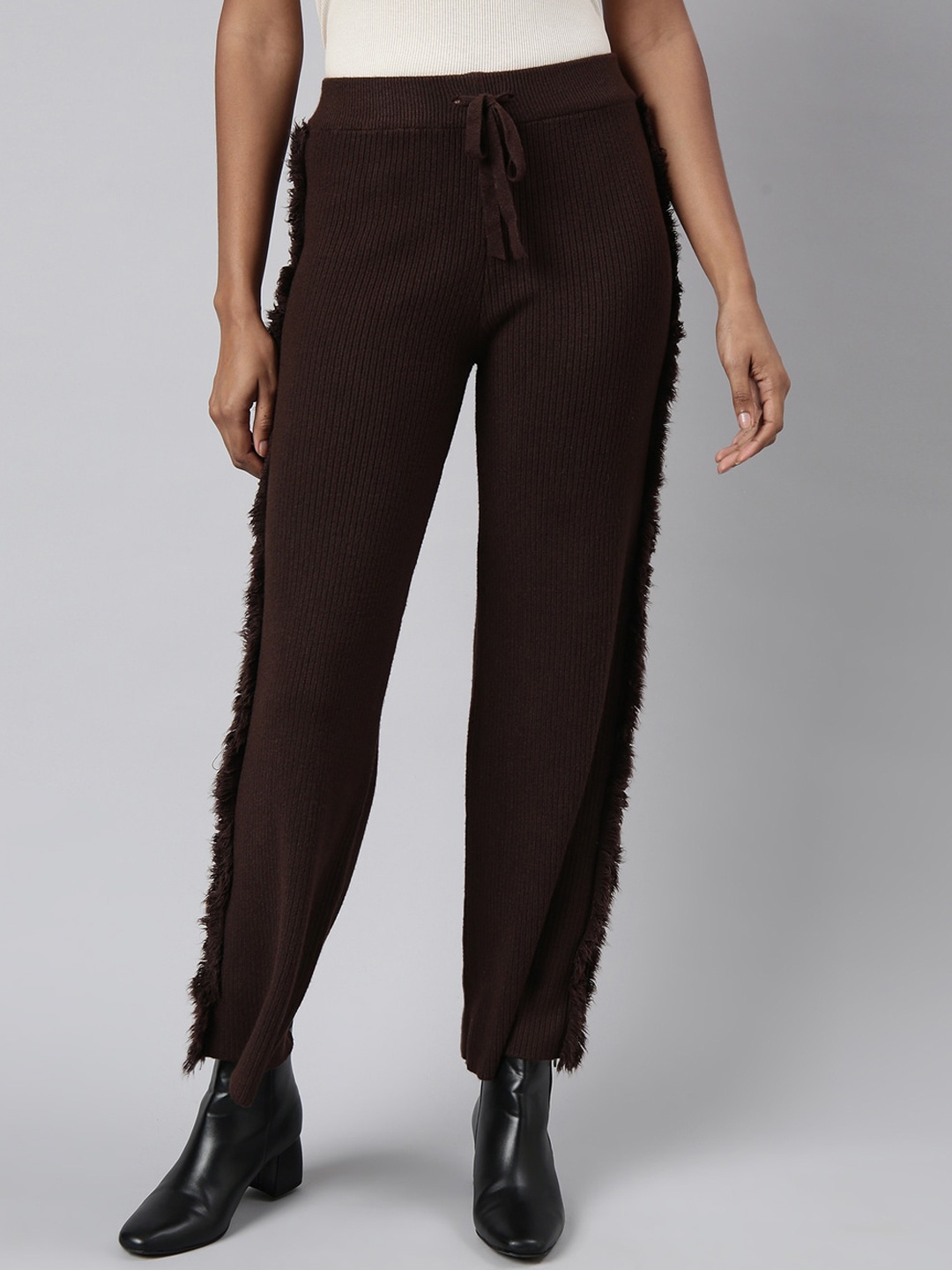 

SHOWOFF Women Comfort Straight Fit Wrinkle Free Trouser, Brown