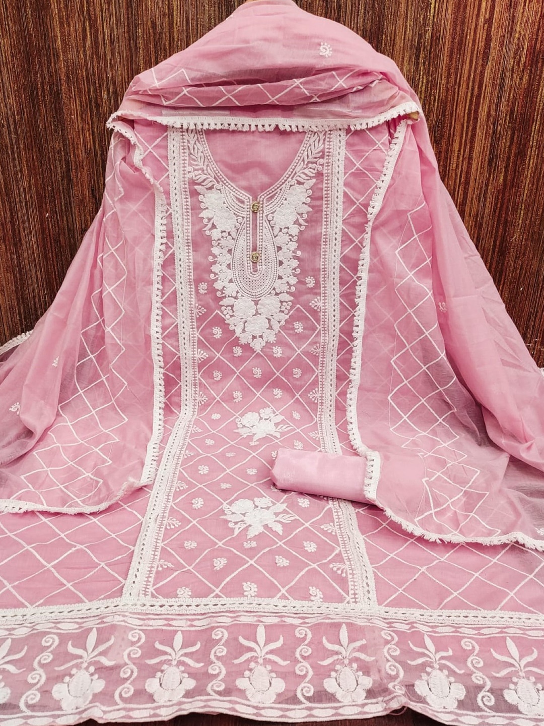 

LeeliPeeri Designer Ethnic Motifs Embroidered Unstitched Dress Material, Pink