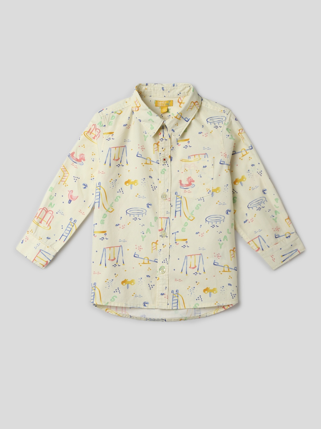 

Somersault Boys Conversational Printed Pure Cotton Casual Shirt, Yellow