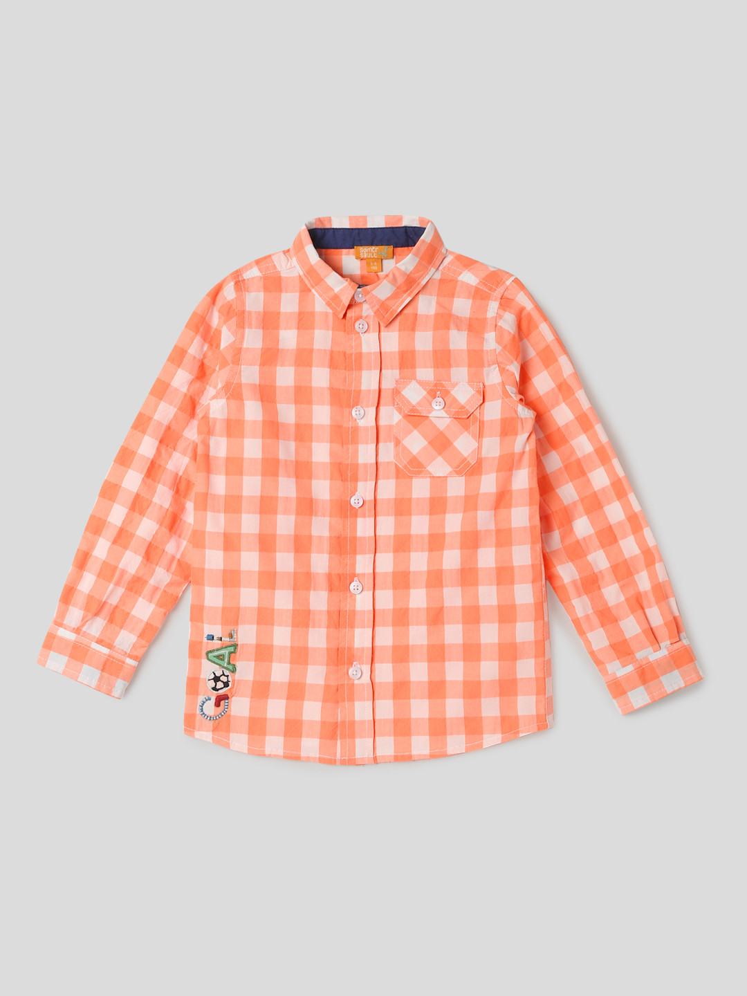 

Somersault Boys Checked Printed Pure Cotton Casual Shirt, Orange