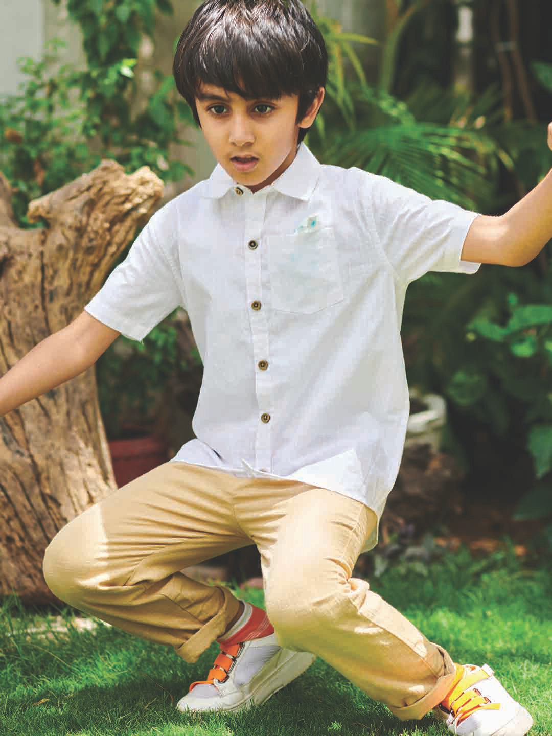 

Somersault Boys Spread Collar Pure Cotton Casual Shirt, White