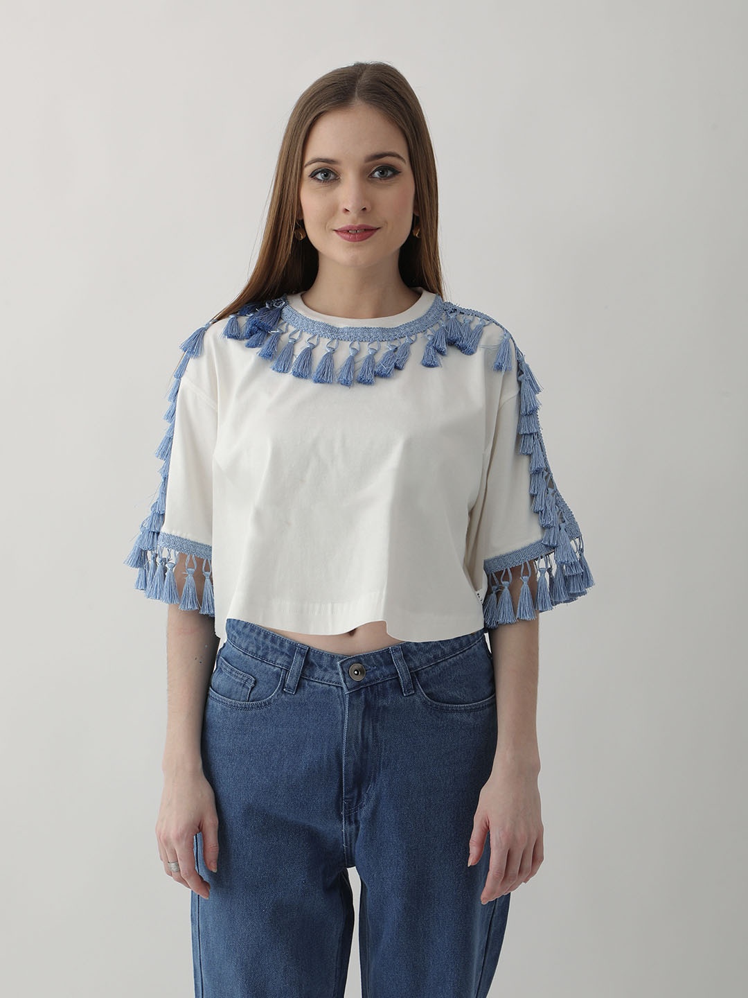 

VYVE Cotton Oversized Crop Top, Off white