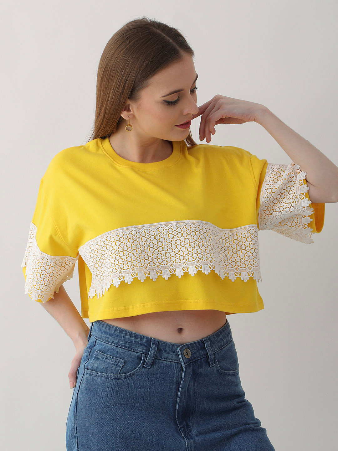 

VYVE Cotton Oversized Crop Top, Yellow