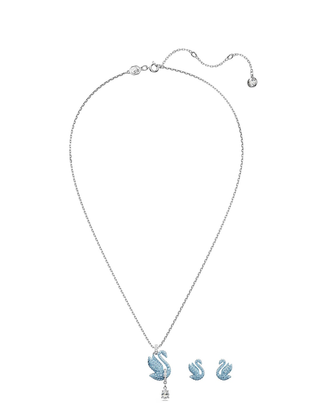 

SWAROVSKI Iconic Swan Design Rhodium Plated Crystal Studded Pendent with Chain, Silver