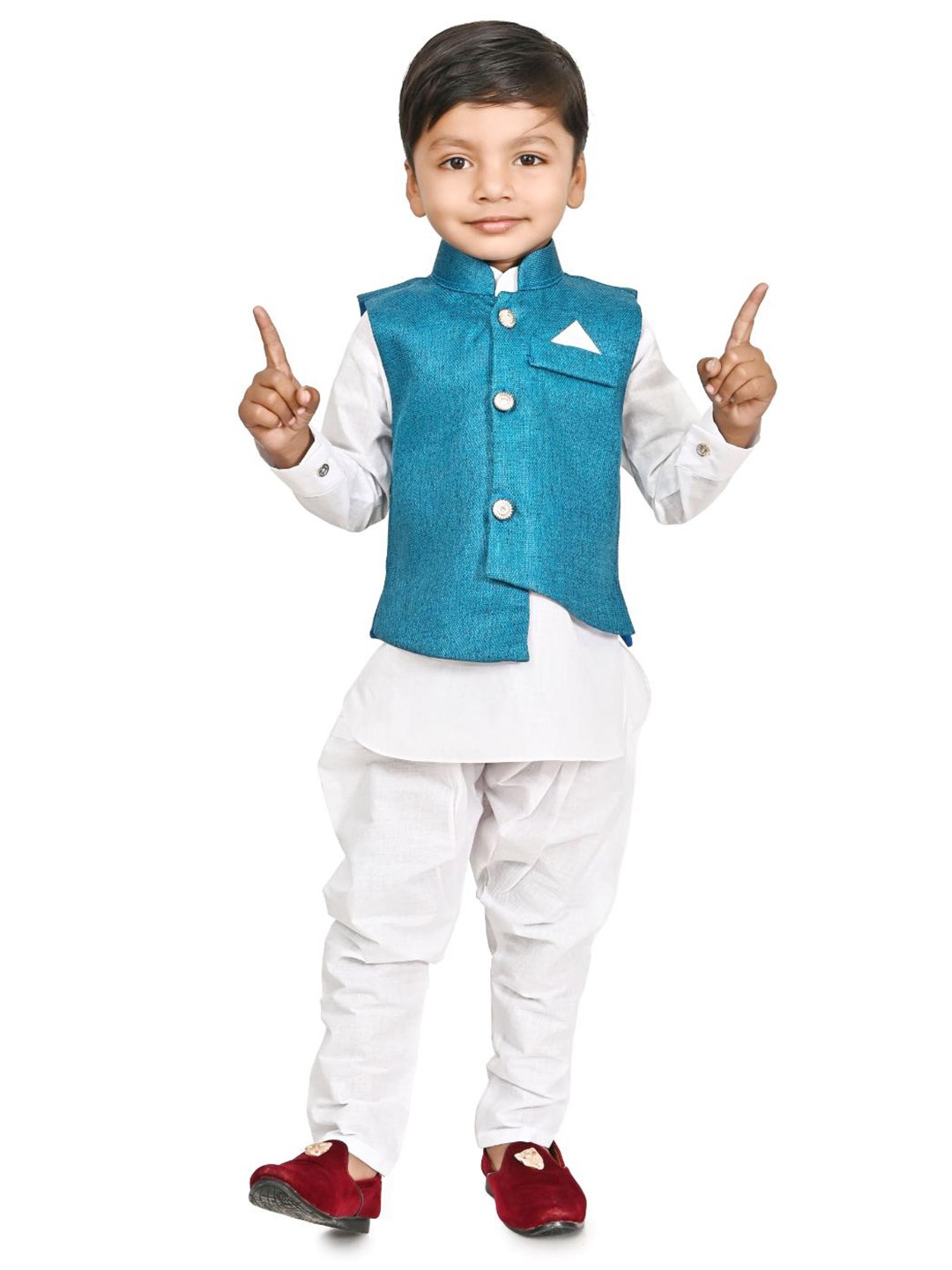 

BAESD Boys Pure Cotton Mandarin Collar Regular Kurta with Pyjamas, Blue