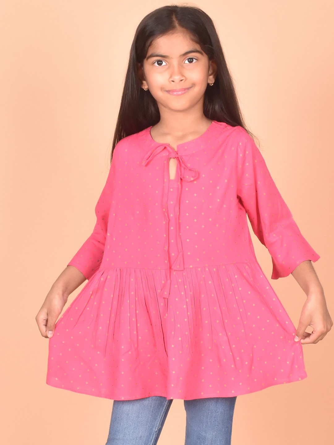 

misbis Girls Tie-Up Neck Top, Pink