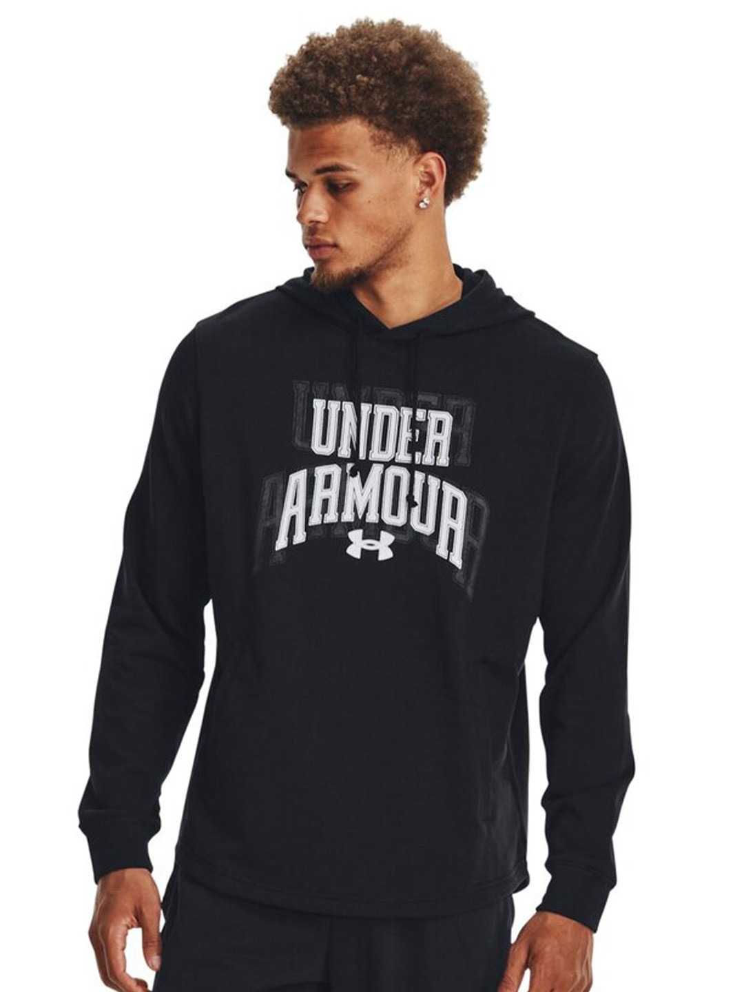 

UNDER ARMOUR Rival Terry Graphic Printed Hooded Sweatshirt, Black