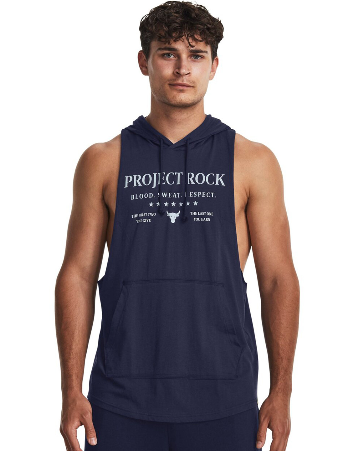 

UNDER ARMOUR Printed Project Rock Sleeveless Hooded Sweatshirt, Navy blue