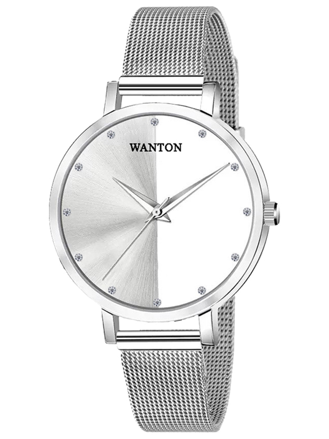 

WANTON Women Embellished Stainless Steel Analogue Watch M-31 Silver White