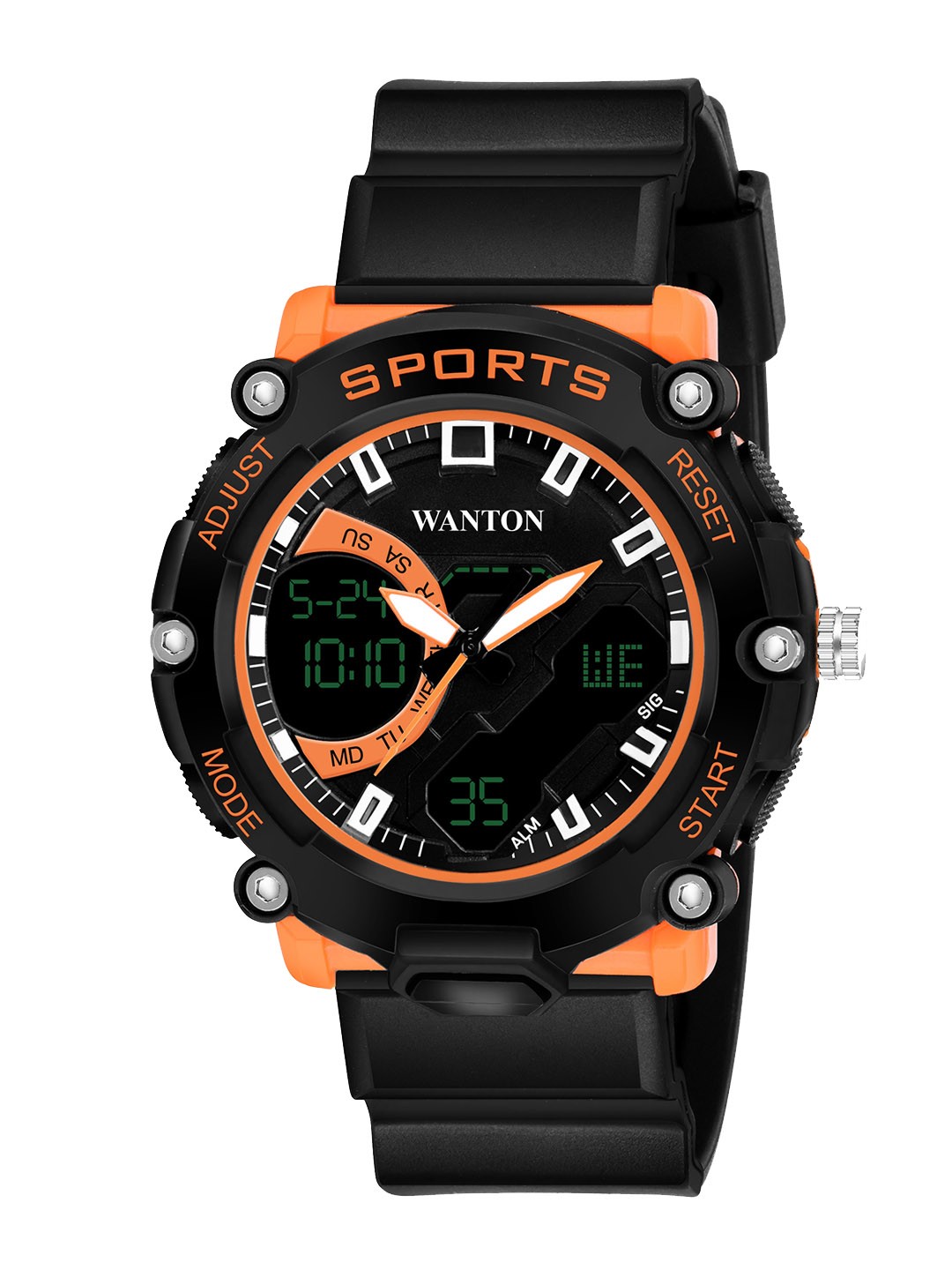 

WANTON Men Printed Dial & Silicon Straps Analogue Multi Function Watch 1258 Orange