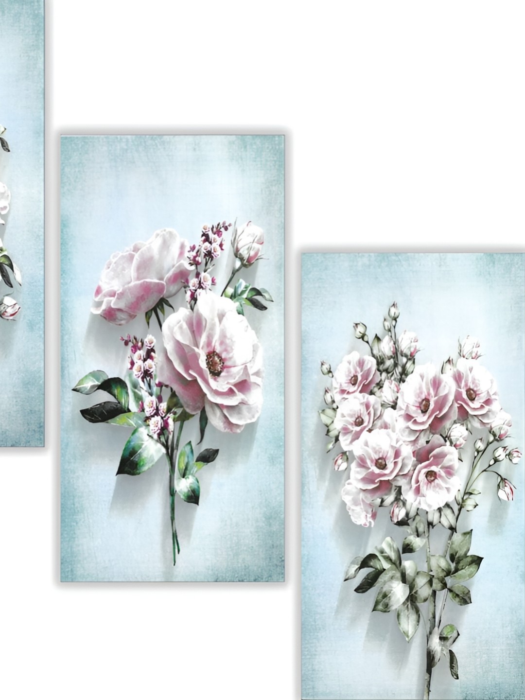 

WALLMAX Grey & Green 3 Piece Wooden Floral and Botanical Paintings Wall Art