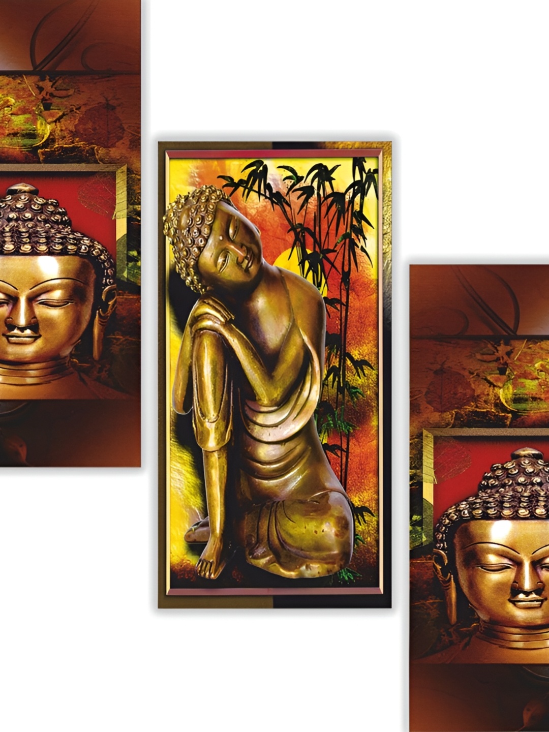 

WALLMAX 3 Pieces Wood Religious Wall Photographs, Multi