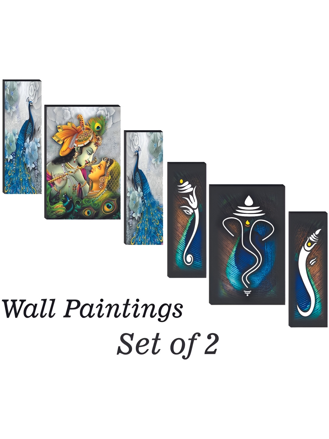

WALLMAX Green & Black 6 Pieces Wooden Paintings Wall Arts