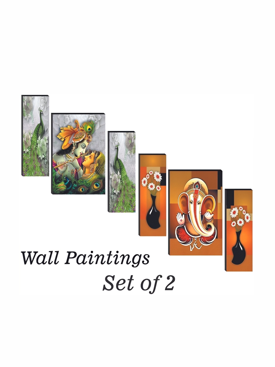 

WALLMAX Green & Orange 6 Pieces Wooden Religious Wall Arts