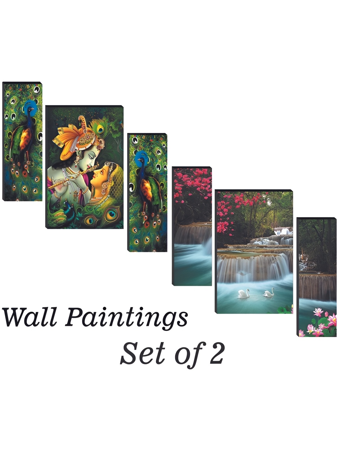 

WALLMAX 6 Piece Wood Religious Wall Paintings, Green