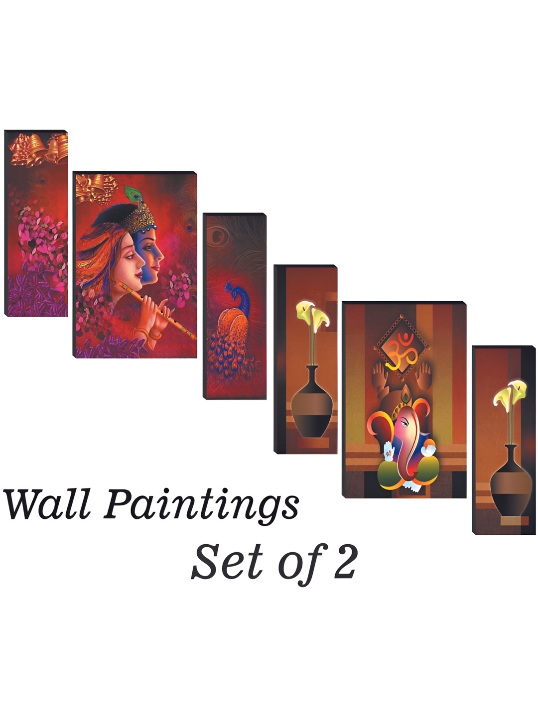 WALLMAX Red & Brown 6 Pieces Religious Wall Arts